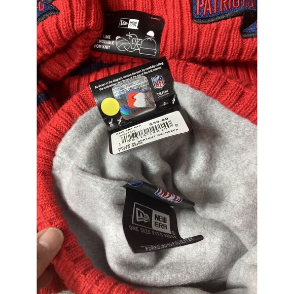 New England Patriots New Era knit pom hat beanie Blue OnField 100% AUTHENTIC - Picture 12 of 13
